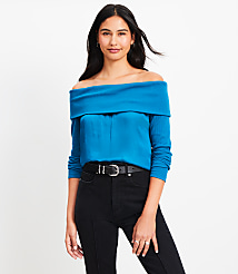 Charmeuse Off The Shoulder Mixed Media Top carousel Product Image 1