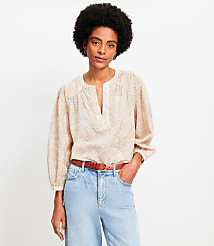 Shimmer Clip Floral Split Neck Popover carousel Product Image 3