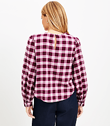 Plaid Flannel Knotted Blouse carousel Product Image 3