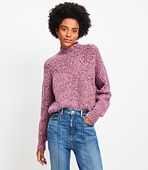 Pointelle Mixed Ribbed Mock Neck Sweater carousel Product Image 3