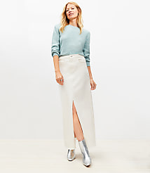 Frayed Denim Maxi Skirt in Ivory carousel Product Image 2