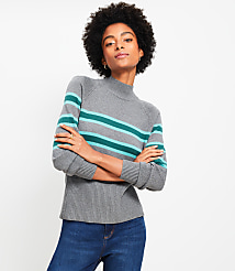 Striped Ribtrim Mock Neck Sweater carousel Product Image 1