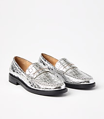 Metallic Embossed Penny Loafers carousel Product Image 1