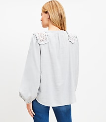 Lace Shoulder Henley Blouse carousel Product Image 2