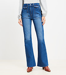 Utility Pocket High Rise Slim Flare Jeans in Stone Wash carousel Product Image 2