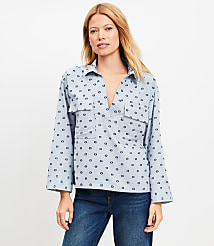 Metallic Clip V-Neck Pocket Popover carousel Product Image 1