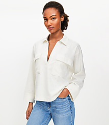 Flecked V-Neck Pocket Popover carousel Product Image 1