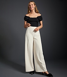 Darted Palazzo Pants in Doubleface carousel Product Image 3