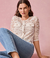 Pearlized Button Lace Jacket carousel Product Image 4