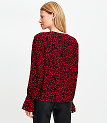 Petite Heart Split Neck Blouse carousel Product Image 3