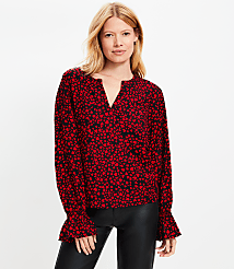 Petite Heart Split Neck Blouse carousel Product Image 1