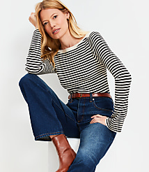 Striped Boatneck Flare Sleeve Sweater carousel Product Image 2