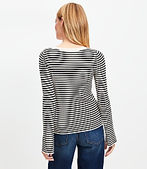 Striped Boatneck Flare Sleeve Sweater carousel Product Image 3