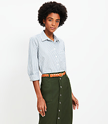 Petite Striped Cotton Poplin Everyday Relaxed Pocket Shirt carousel Product Image 2