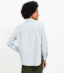 Petite Striped Cotton Poplin Everyday Relaxed Pocket Shirt carousel Product Image 3