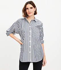 Petite Striped Everyday Oversized Pocket Shirt carousel Product Image 2