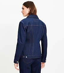 Petite Seamed Denim Trucker Jacket in Classic Rinse Wash carousel Product Image 3