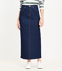 Denim Maxi Skirt in Rinse Wash carousel Product Image 2