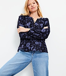 Snowflake Bloom Henley Blouse carousel Product Image 2