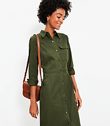Petite Twill Midi Pocket Shirtdress carousel Product Image 2