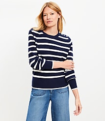 Striped Shoulder Button Wedge Sweater carousel Product Image 1