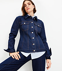 Petite Seamed Denim Trucker Jacket in Classic Rinse Wash carousel Product Image 2