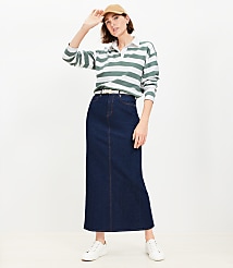 Petite Denim Maxi Skirt in Rinse Wash carousel Product Image 1