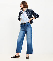 Petite Sailor High Rise Wide Leg Crop Jeans in Vintage Indigo Wash carousel Product Image 1