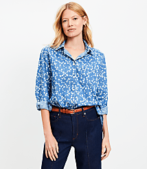 Petite Bloom Chambray Everyday Relaxed Tunic Shirt carousel Product Image 1