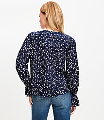 Petite Bloom Split Neck Blouse carousel Product Image 3