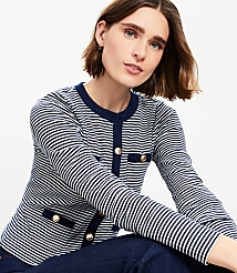 Petite Striped Pocket Cardigan Top carousel Product Image 1