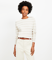 Striped Shoulder Button Wedge Sweater carousel Product Image 2