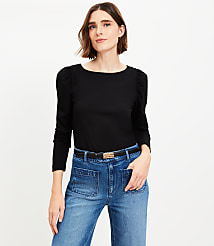 Puff Sleeve Boatneck Top carousel Product Image 1