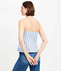 Striped Poplin Strapless Peplum Top carousel Product Image 2