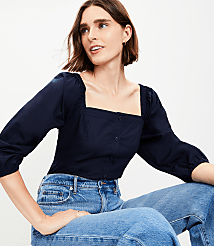 Poplin Square Neck Blouse carousel Product Image 2