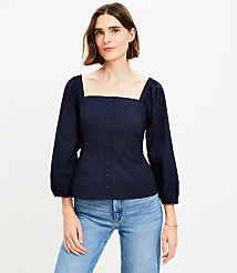 Poplin Square Neck Blouse carousel Product Image 1