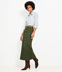 Twill Button Pocket Midi Skirt carousel Product Image 1