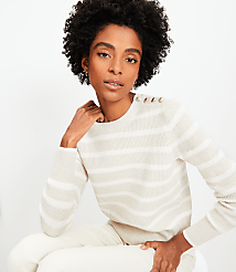 Striped Shoulder Button Wedge Sweater carousel Product Image 1