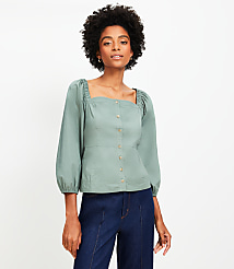 Poplin Square Neck Blouse carousel Product Image 1