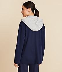 Lou & Grey Sporty Ponte Hooded Double Breasted Blazer carousel Product Image 3
