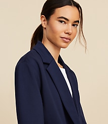 Lou & Grey Sporty Ponte Hooded Double Breasted Blazer carousel Product Image 4