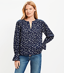 Petite Bloom Split Neck Blouse carousel Product Image 1