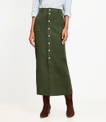 Twill Button Pocket Midi Skirt carousel Product Image 2