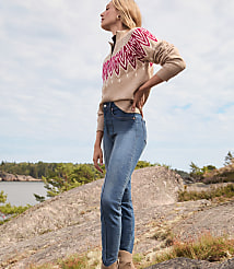 Pintucked High Rise Slim Jeans in Refined Dark Indigo Wash carousel Product Image 1