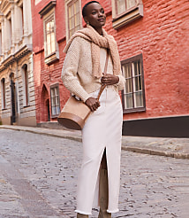 Frayed Denim Maxi Skirt in Ivory carousel Product Image 1