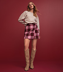 Plaid Twist Sarong Mini Skirt carousel Product Image 4
