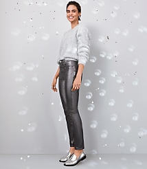 Petite Coated High Rise Skinny Jeans in Pewter Metallic carousel Product Image 4