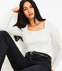 Ribbed Square Neck Tee carousel Product Image 1