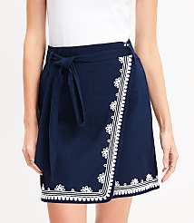 Floral Embroidered Mini Wrap Skirt carousel Product Image 2