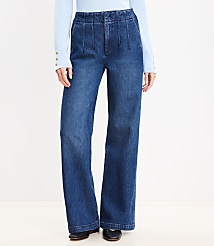 Pleated High Rise Wide Leg Jeans in Dark Wash carousel Product Image 2